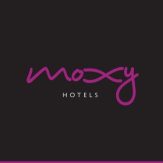 Black background with text Moxy (pink) hotels (white)